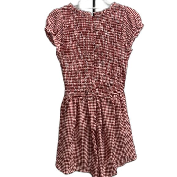 Women's Gingham Rompers, V-Neck, Wide Leg, Puff Sleeve, M - Picture 3 of 7